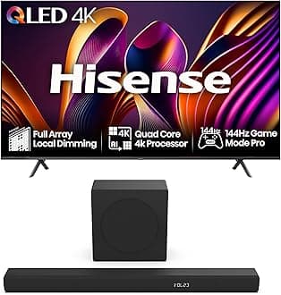 TV & Soundbar Bundle: 85E7NQTUK PRO TV with Quantum Dot Colour Plus the HS3100 Soundbar with 480W Power, Direct Surging Sound, The Perfect Match for the ultimate Audio-Visual Experience