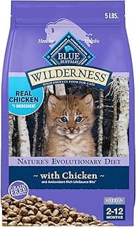 Wilderness Natural Kitten Dry Cat Food, with DHA and ARA to Support Brain and Eye Development, High-Protein and Grain-Free Diet, Chicken, 5-lb. Bag