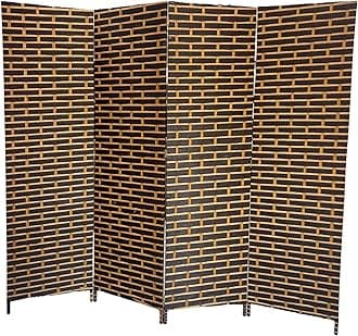 Vital 4-Panel Room Dividers and Folding Privacy Screens Partition Walls for Bedroom Rattan Screen Divider Portable Freestanding Privacy Wall (A10)