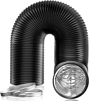 Hon&Guan 3 inch 16 FT Long Air Ducting, Heavy-Duty Four-Layer Protection Dryer Vent Hose for Heating Cooling Ventilation and Exhaust-with 2 Clamps, Black