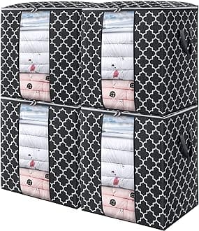 WISELIFEStorage Bags 4 Pack/100L Large Blanket Clothes Organization and Storage Containers for Comforters,Bedding, Foldable Organizer with Reinforced Handle, Clear Window, Sturdy Zippers,Black