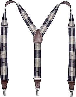 BiotertiMen’s Y-shape 1.4 Inch Suspender -3 Metal Clips, Elastic Straps