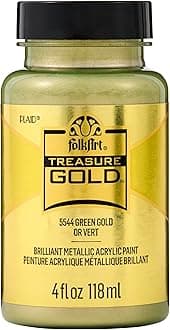 FolkArt Treasure Brilliant Metallic Paint, 4 oz, Green Gold