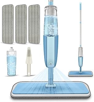 Evrum Multifunctional Quick and Easy Stainless Steel Microfiber Floor Cleaning 360 Degree Spray Mop with Removable Washable Pad (Green, Free Size)