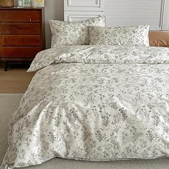 BlueBlue Rabbit Duvet Cover Set Twin 100% Cotton Bedding for Kids Boys Girls Teens Bunny Squirrel Deer Floral on White 1 Kawaii Animal Comforter Cover 2 Pillowcases (Twin)