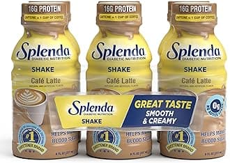 SPLENDA Diabetes Nutrition Shakes - Meal Replacement Shake, 8 Fluid Ounces Per Bottle (Café Latte, 6 Pack)