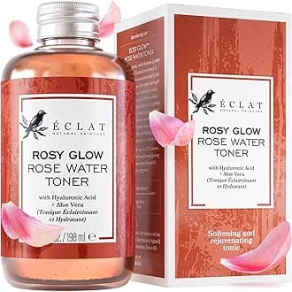 Eclat Skincare Rose Water Toner – Hydrating Toner for Face - Rosewater with Hyaluronic Acid & Aloe Vera - Alcohol Free & Skin Soothing Formula - Rejuvenating & Calming Facial Skin Care 198 ml