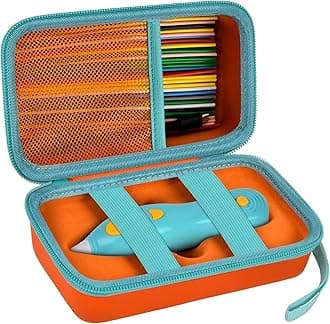 ANKHOH Organizer Case for 3Doodler Start+ Essentials 3D Pen for Kids, EVA Shell/Wrist Strap, Drop-Proof Water-Resistant, Stores for 3Doodler Pen Filament USB for Travel/Home/School (Box Only) Orange