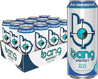 Bang Energy Blue Razz, Sugar-Free Energy Drink, 16-Ounce | Pack of 12