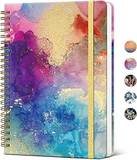 ZOTIA Lined Spiral Journal Notebook for Women, A5 College Ruled Journals for Writing, Hardcover Notebooks for Work, Note taking and Office School Supplies,140 Pages - Color Splash