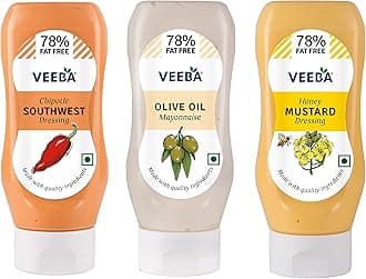 VEEBA Honey Mustard Dressing, 300 Gram, Chipotle Southwest Dressing, 300 Gram With Olive Oil Mayonnaise, 300 Gram