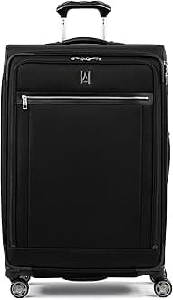 Platinum Elite Softside Expandable Checked Luggage, 8 Wheel Spinner Large Suitcase, TSA Lock, Men and Women, Shadow Black, Checked Large 29-Inch