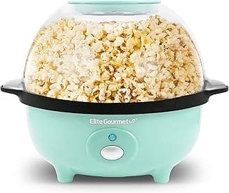 EPM330M Automatic Stirring 12-cup Popcorn Maker Popper, Hot Oil Popcorn Machine w/Measuring Cap & Built-in Reversible Serving Bowl, Great for Home Party Kids, Safety ETL Approved, Mint