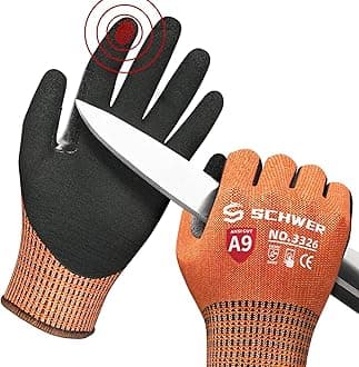 ProGuard Highest Level Cut Resistant Work Gloves PR3326 for Extreme Protection，ANSI A9 Cut Gloves with Reinforced Thumb, Non Slip, Breathable, Durable, Touch-screen, Orange 1 Pair（L）