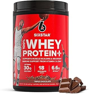 Six Star Whey Protein Powder Whey Protein Plus | Whey Protein Isolate & Peptides | Lean Protein Powder for Muscle Gain | Muscle Builder for Men & Women | Triple Chocolate, 1.82 lbs (826 g)