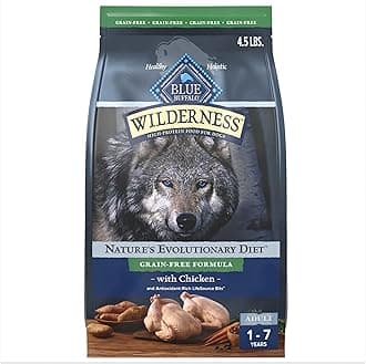 Blue Buffalo Wilderness Adult High-Protein Dry Dog Food with Real Chicken, Grain-Free, Made in the USA with Natural Ingredients, Chicken, 4.5-lb Bag