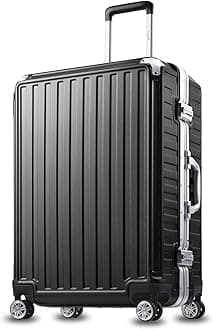 LUGGEX Luggage with Spinner Wheels, Polycarbonate Expandable Hard Shell Suitcase, Carry On 20 Inch, Silver