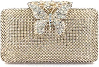 Dexmay Rhinestone Clutch Bag with Crystal Butterfly Clasp Women Evening Handbag Formal Party Purse