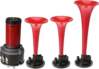 HELLA 003001681 Triple-Tone Melodic Sound Air Horn Kit with 12V Air Compressor and Mounting Bracket