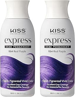Kiss Express Semi-Permanent Hair Color 100mL (3.5 US fl.oz) (2 PACK, Real Purple)