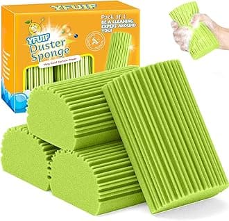 4 Pack Damp Clean Duster Sponge, Magic Sponge Eraser for Household Cleaning, Reusable Dusters Cleaning Supplies for Housekeeping, Dish, Blinds, Glass, Baseboards,Window Track Grooves and Faucets