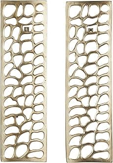 Deco 79 Aluminum Metal Abstract Home Wall Decor Cutouts Wall Sculpture, Set of 2 Wall Art 7"W, 22"H, Gold
