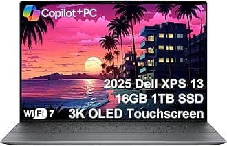 Dell XPS 13 9345 AI Laptop (13.4" 3K (2880x1800) OLED Touchscreen, 16GB DDR5, 1TB SSD, Snapdragon X Elite (> Intel i7-1355U)) Copilot+ PC, Backlit, FP, 27-Hour Battery, IR Webcam, Wi-Fi 7, Win 11 Pro