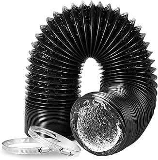InfiniPower Dryer Vent Hose, 8" Insulated Flexible Duct 8FT with 2 Clamps, Heavy Duty Four Layer Protection for Heating Cooling Ventilation and Exhaust, 8" x 8', Black