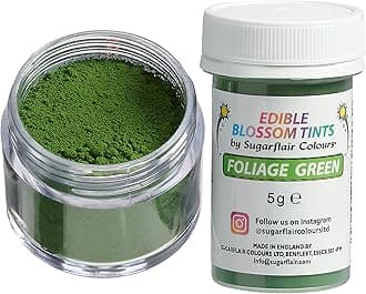 Sugarflair Food Colouring Powder Dust Foliage Green Blossom Tint, Use on Cake Decorations or Colour Sugarpaste, Fondant, Icing, Chocolate, Buttercream, Royal Icing, Macarons and More! - 5g
