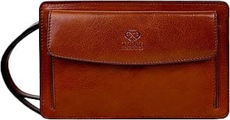 Time Resistance Leather Clutch Purse for Men - Handmade Men's Wrist Bag - Italian Leather Clutch Bag - Small Business Briefcase - Small Everyday Items Organizer - Men's Leather Handbag