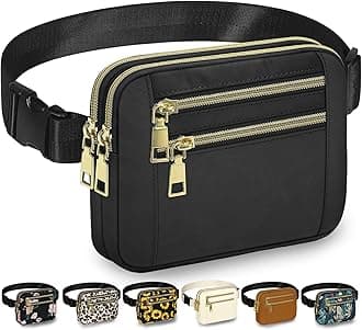 Fanny Packs for Women Fashion Waist Packs Bag with Adjustable Strap and 4 Zipper Pockets Waterproof Everywhere Crossbody Belt Bag for Workout Running Travelling(Black)