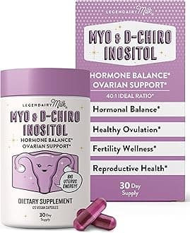 Legendairy Milk Pure Myo-Inositol & D-Chiro Inositol, PCOS Supplements Inositol Supplement for Women, Hormone Balance 40:1 Ratio Ovarian Support, Fertility Supplement | 2000mg, 120 Vegan Capsules