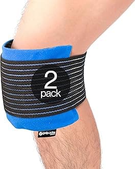 Premium Hot Cold Gel Pack with Compression Cuff for Knee Injuries (Pack of 2) - Knee Surgery Recovery - Ice Packs for Sports Injuries Reusable - Knee Ice Packs for Knee Replacement