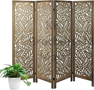 KK Brothers Mart Room Partition for Living Room | Wooden Screen Separator | Wooden Room Wall Divider | Hall Partition Furniture for | Bedroom | Office | Restaurant (4 Panel)