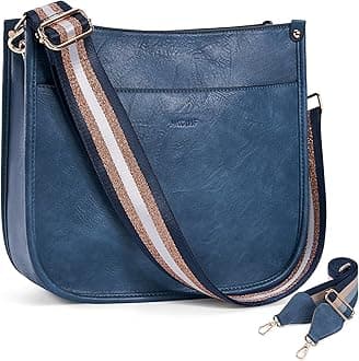 HKCLUF Crossbody Bags for Women Trendy Vegan Leather Hobo Handbags With 2PCS Adjustable Guitar Strap Shoulder Bucket Bags