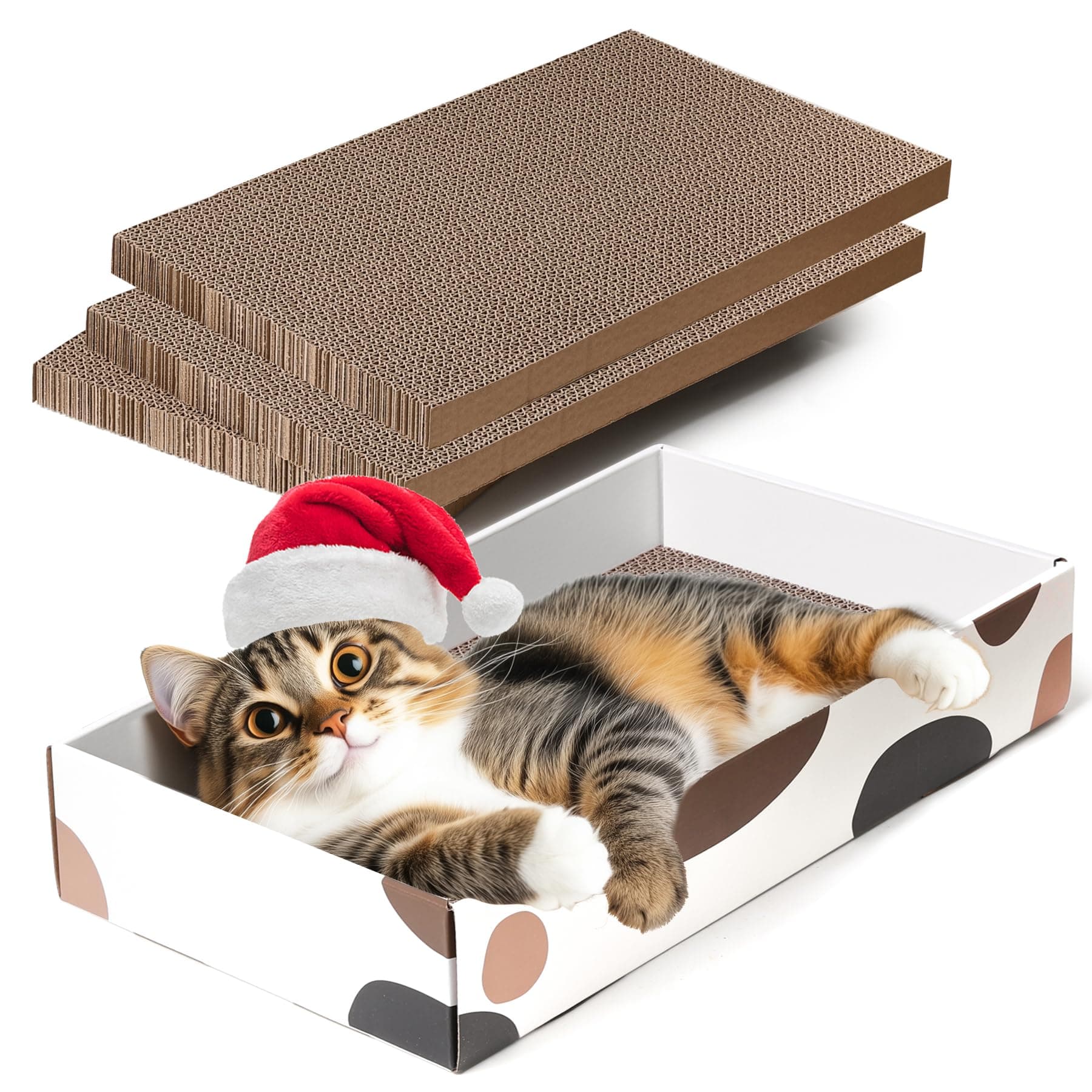 ComSaf 1 Pack Cat Scratcher – Sturdy Corrugated Scratch Pads for Indoor Felines, Dual-Purpose Cat Bed, Ideal for Small to Medium Breeds to Shield Furniture and Offer a Cozy Resting Spot