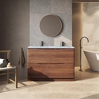 Go Bathrooms Eaton Redwood 1200mm Floor Standing Vanity Unit Inc White Glass Basin Sink Vanity Unit Under Sink Bathroom Cabinet Storage Vanity Sink