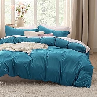 Bedsure Teal Duvet Cover Queen Size - 3 Pieces Prewashed Cotton-Like Polyester Extra Soft Bedding Set, Includes 1 Duvet Cover 90x90 Inches with Zipper Closure & 2 Pillow Shams, Comforter Not Included
