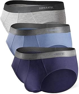 Mens Underwear With Pouch Breathable Cooling Rayon Made from Bamboo Underwear, Dual Pouch Mens Briefs 3 Pack