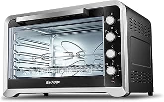 Sharp Large 100L 2800W Adjustable Temperature 0-230°C And 120 Minutes Timer Four-Level Baking Position Electric Oven With Rotisserie & Convection, Eo-G120K-3, Silver/Black, EO-G120K-3