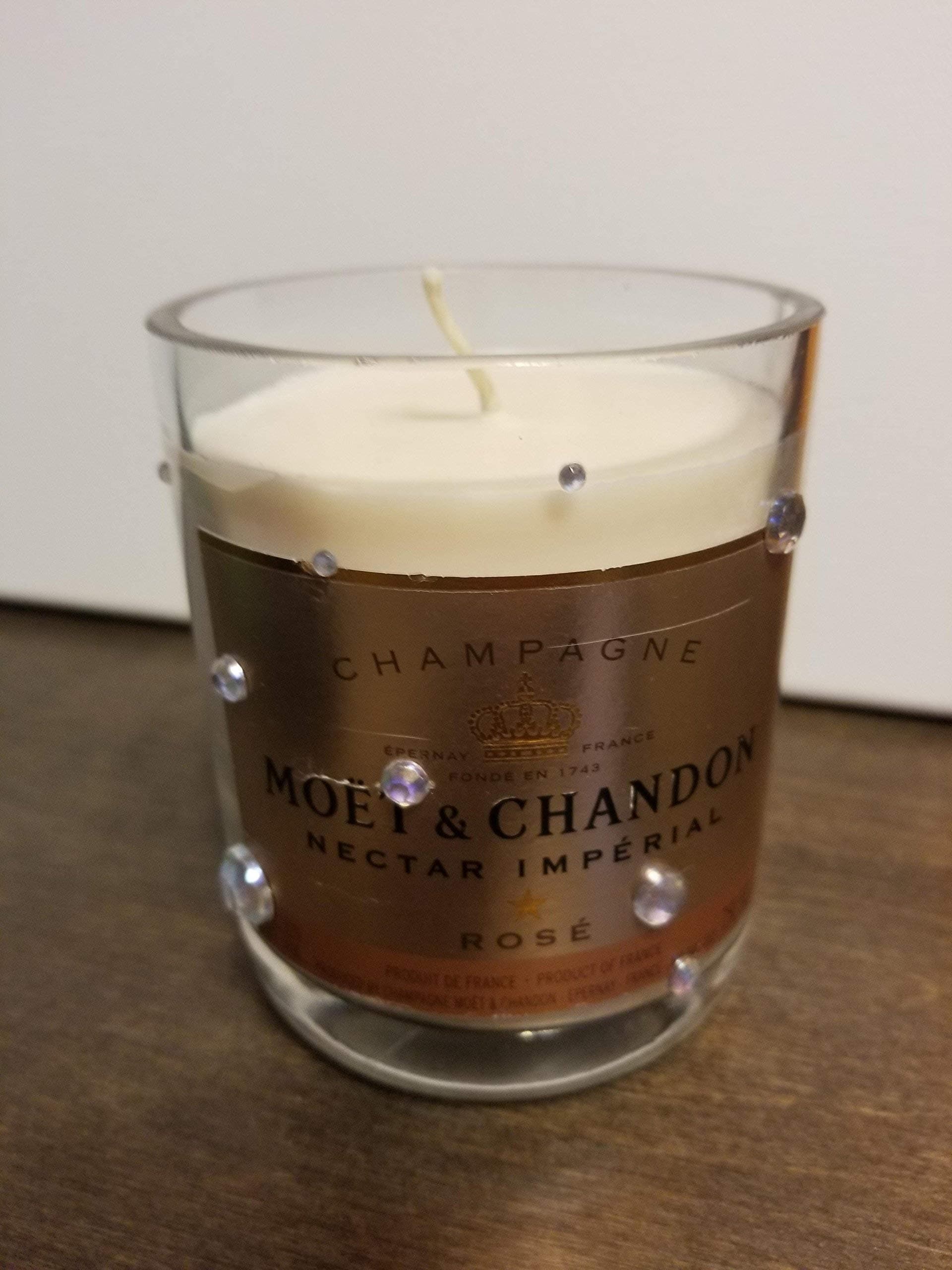 Blingy Cupcake Upcycled Moet Bottle Candle