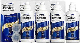 Boston Simplus Multi-Action Solution, 4X 120ml Contact Lens Solution for Rigid Gas Permeable Contact Lenses - Clean, Disinfect & Condition with 4X Lens Cases