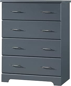 STORKCRAFTBrookside 4 Drawer Dresser (Gray) – Baby and Kids Bedroom Organizer, Nursery Chest, Storage Dresser With Drawers, Universal Design