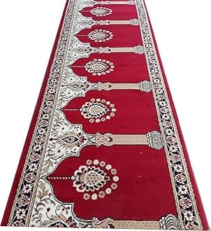 Carpet Mahal Washable Zanamaz Rolls for Prayer and Hall Size 4x65 feet Runner 0.5 inch Thickness, (Multi)