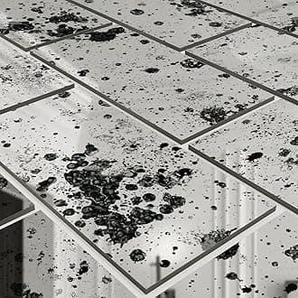 funlife 3D Vintage Mirror Effect Wall Panels, Rusty Faux Antique Mirror Tiles, Ink Splash and Stain Rectangular 21PCS