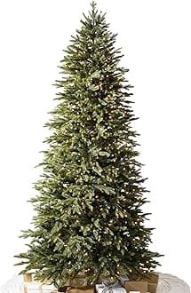 Silverado Slim - Realistic Narrow Christmas Tree with True Needle Foliage with Premium Stand & Easy Assembly for Indoor Holiday Decorating, LED Clear, 9'