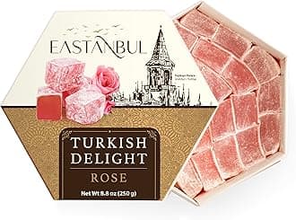 Eastanbul Turkish Delight Rose, 8.8oz, Turkish Delights Candy, Rose Candy, Lokum, Loukoumi, Narnia Gifts, Vegan Gifts, Gluten Free