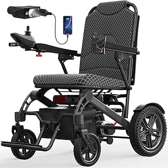Foldable Electric Wheelchair for Adults, Durable Frame Electric Wheelchair, 350LBS Capacity & Ultimate Safety Design, All-Terrain Pneumatic Tires