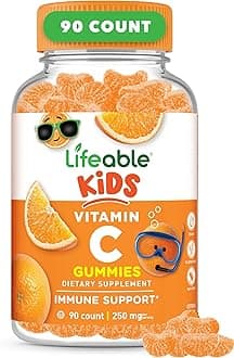 Kids Vitamin C Gummies | 250mg | Great Tasting VIT C | Vegan GMO-Free Vitamin C Chewable | for Immune Support | 90 Gummies