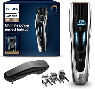 Philips Norelco Hair Clipper 9000 Series, Hair Trimmer, Auto Turbo, Dual Cut Technology, Motorized Combs, 400 Length Settings, 120 Min. Runtime, Zero Maintenance, Model HC9450/40